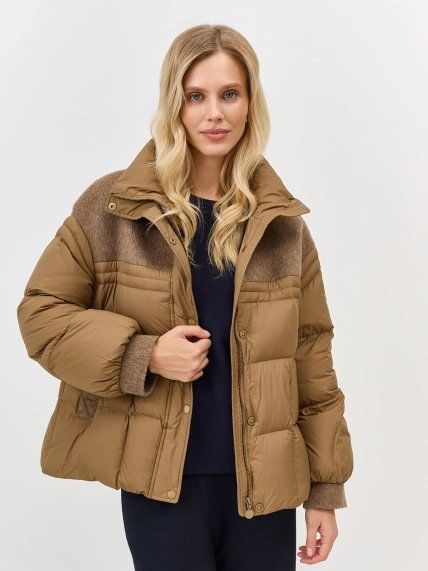 Стеганая куртка с шерстяными вставками