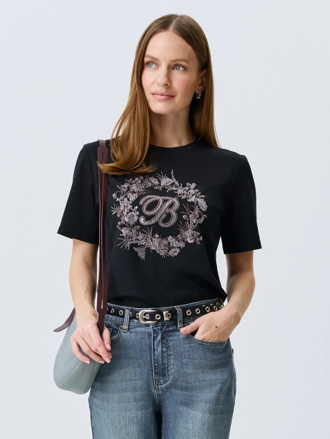 Футболка из 100% хлопка с искрящимися стразами