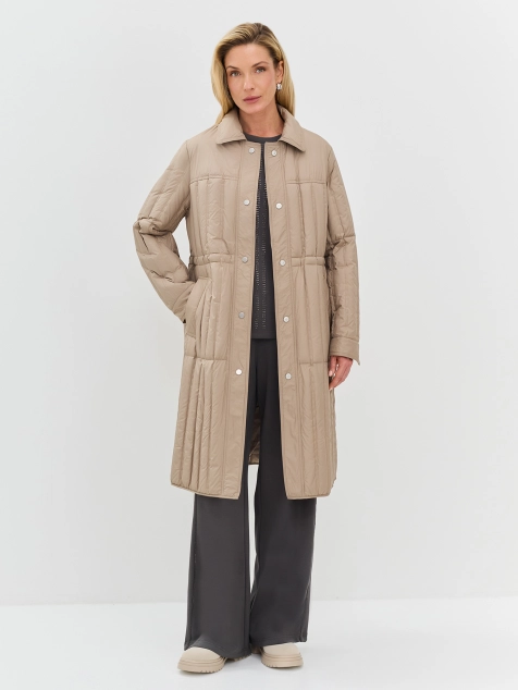 Пуховое пальто с вертикальной стежкой