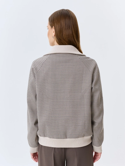 Бомбер в мелкую клетку из смесовой вискозы