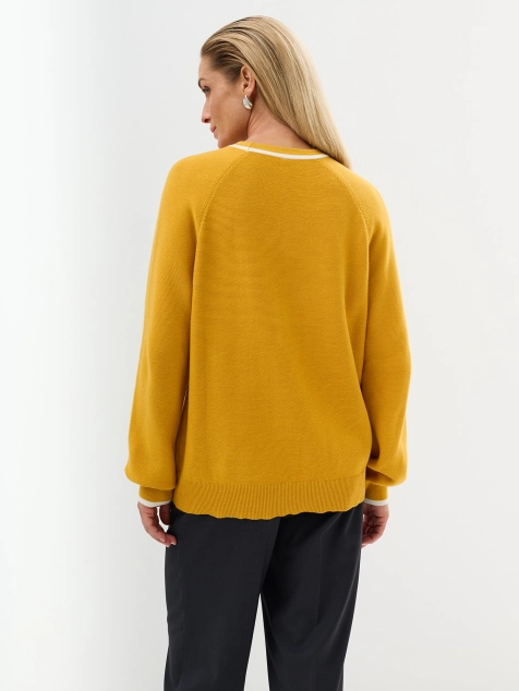 Яркий хлопковый джемпер с фактурной вязкой