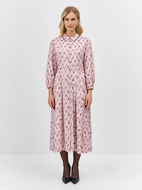 Платье-рубашка с брендированным принтом