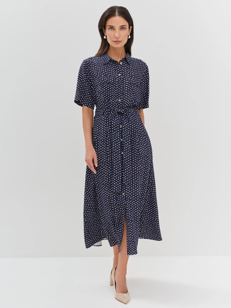 Платье-рубашка в горошек