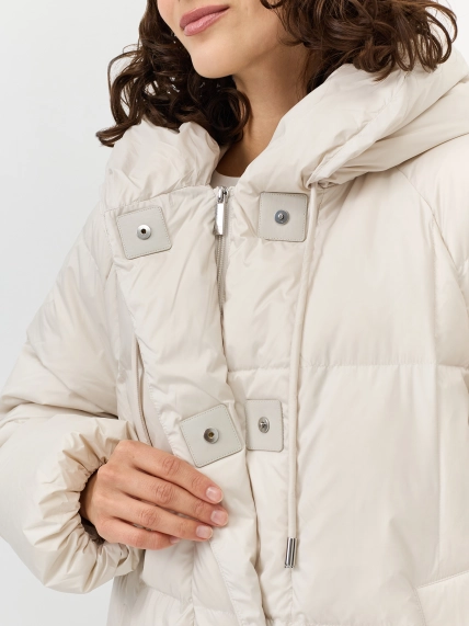 Жемчужный пуховик с квадратной стежкой
