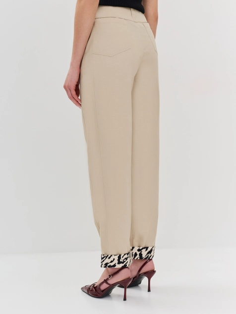 Брюки из лиоцелля с принтованными отворотами