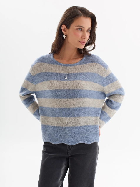 Свитер в яркую полоску с шерстью и мохером