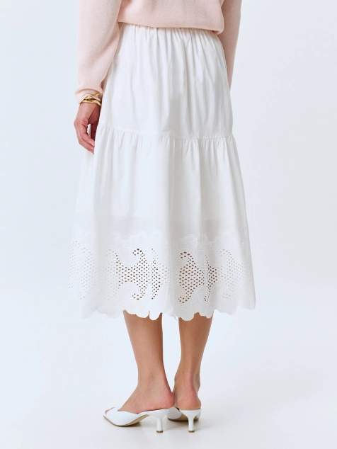 Юбка из 100% хлопка с вышивкой ришелье