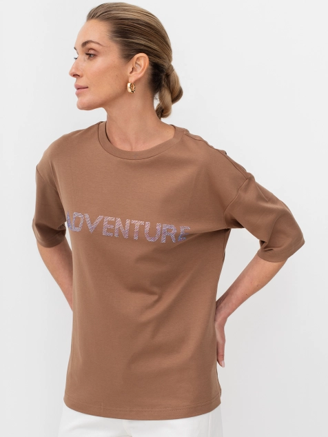 Футболка с принтом-надписью из 100% хлопка