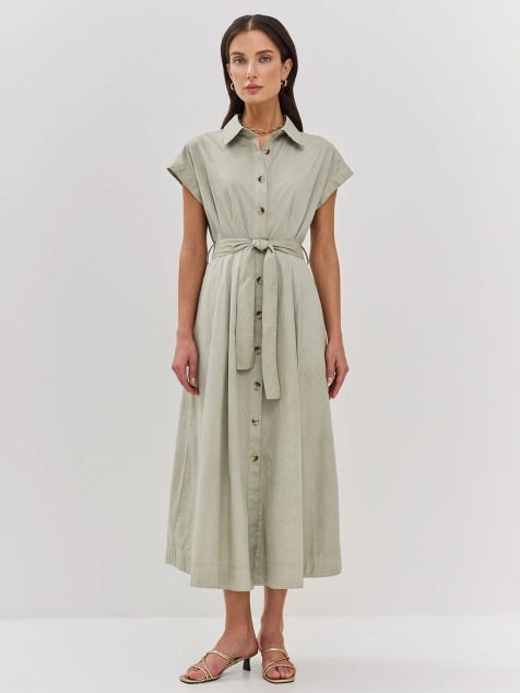 Платье-рубашка из 100% хлопка с коротким рукавом