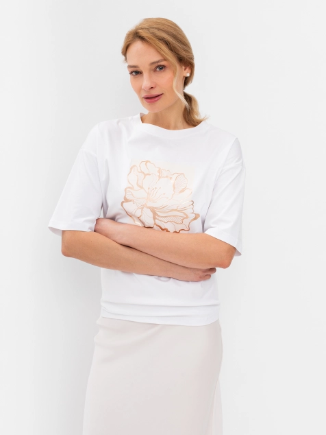 Футболка с принтом с шелком в составе