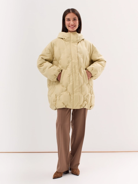 Свободная куртка на натуральном утеплителе с продавленной стежкой