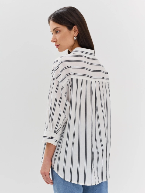 Рубашка из смесового льна в полоску