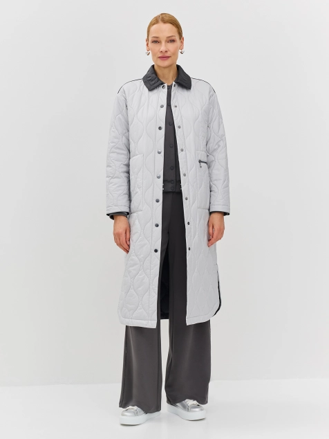 Длинное пальто с фантазийной стежкой