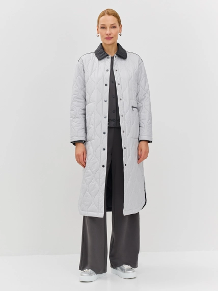 Длинное пальто с фантазийной стежкой