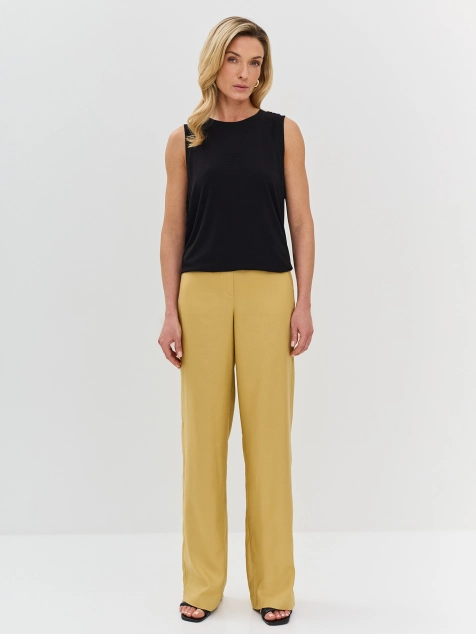 Брюки горчичного цвета из 100% тенселя