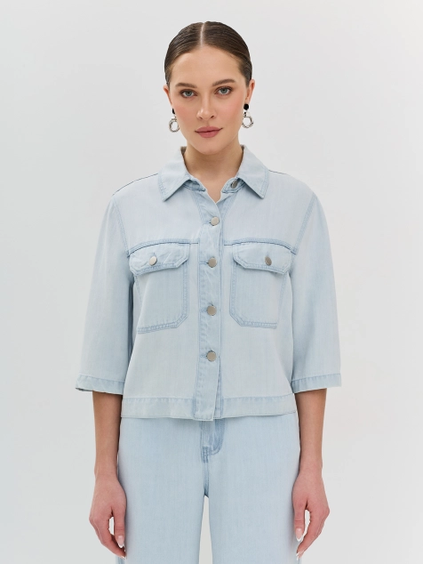 Укороченная джинсовая рубашка