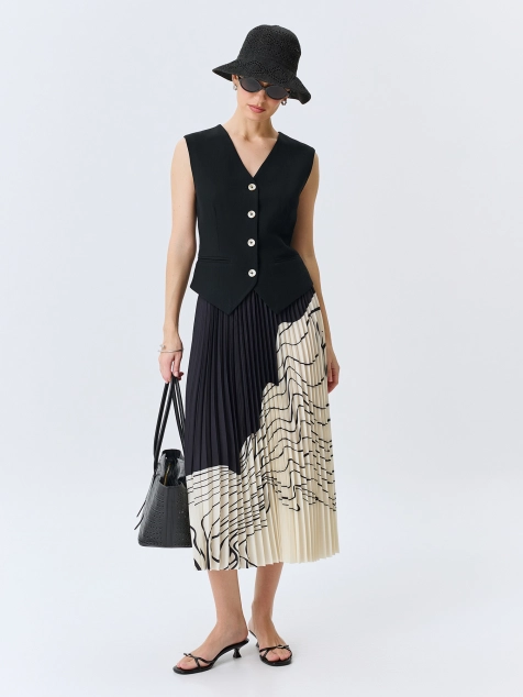 Юбка-плиссе с асимметричным принтом