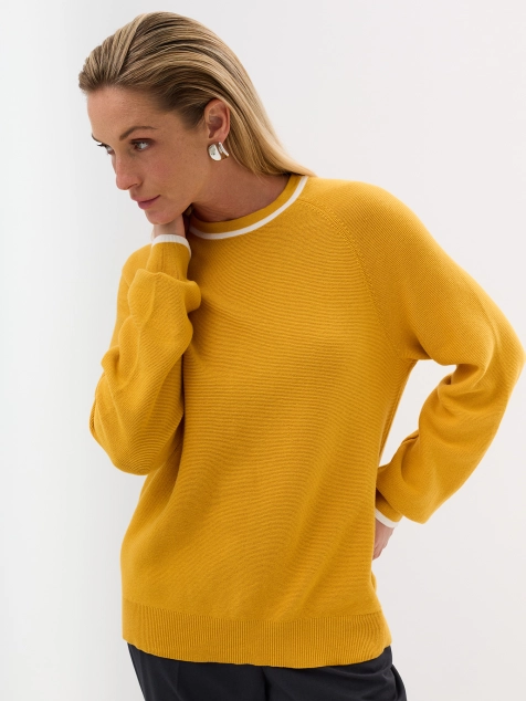 Яркий хлопковый джемпер с фактурной вязкой