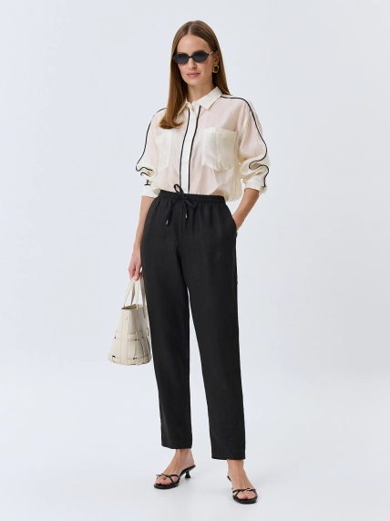 Зауженные брюки из 100% льна