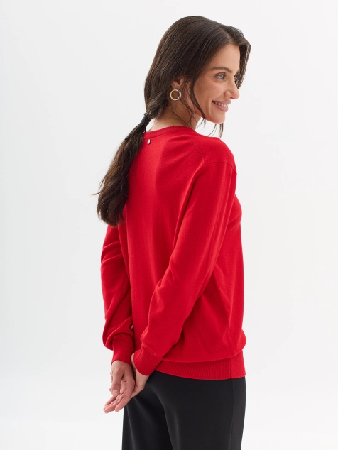 Джемпер с V-образным вырезом из высококачественной пряжи