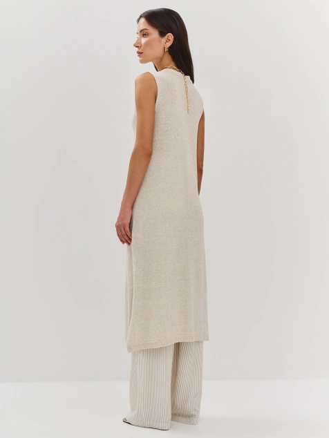 Удлиненный льняной жилет