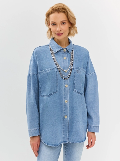 Джинсовая рубашка свободного силуэта