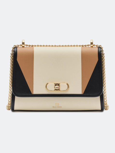 Кожаная сумка кросс-боди с контрастными деталями