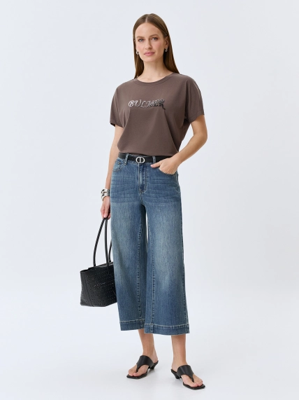 Укороченные джинсы кюлоты