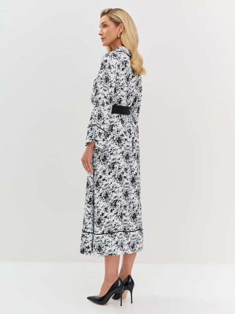 Платье с монохромным цветочным принтом