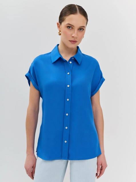 Приталенная блузка из 100% тенселя