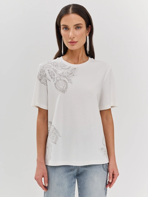 Футболка из 100% хлопка с бохо принтом