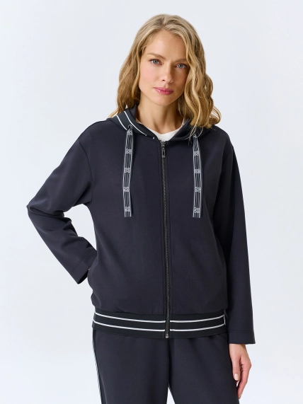 Худи на молнии с брендированной тесьмой