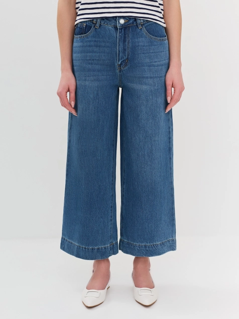 Укороченные джинсы-кюлоты