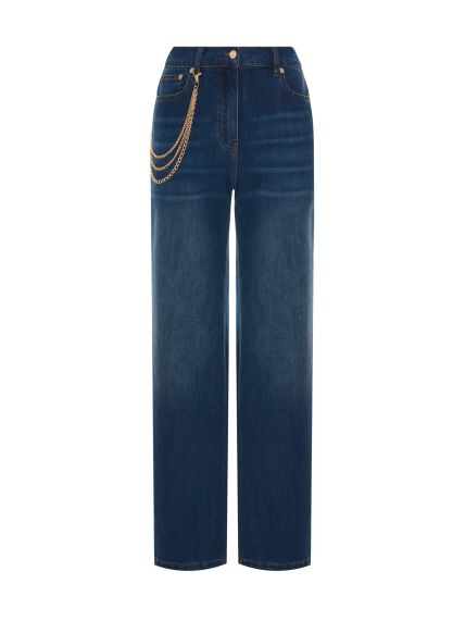Джинсы прямого силуэта с акцентной цепью