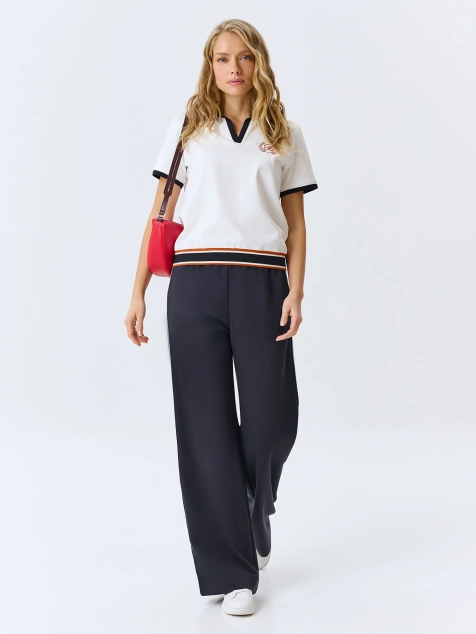 Поло с контрастным рибом