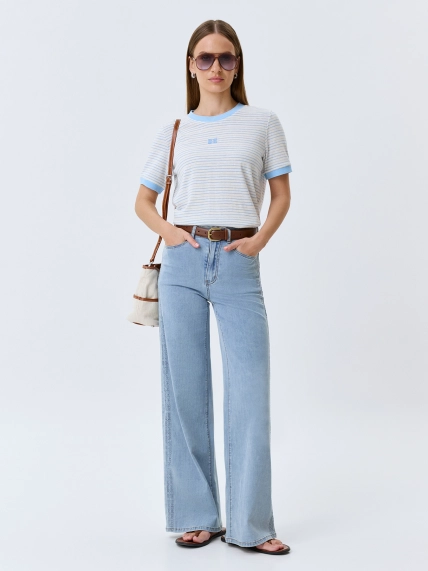 Джинсы Wide leg с деликатными лампасами