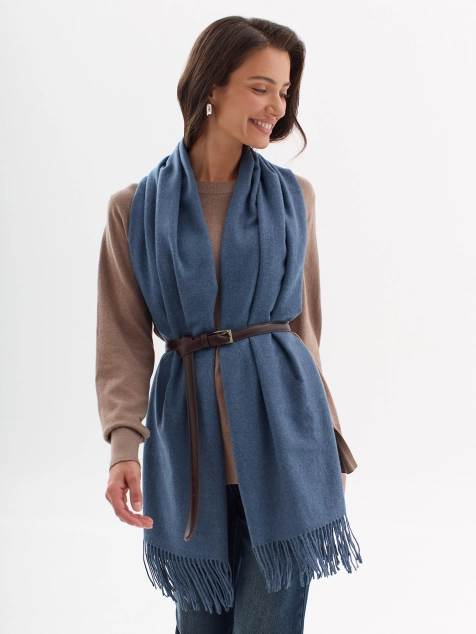 Однотонный палантин с  шерстью