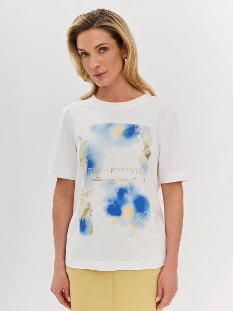 Футболка из эластичного хлопка с фольгированным принтом