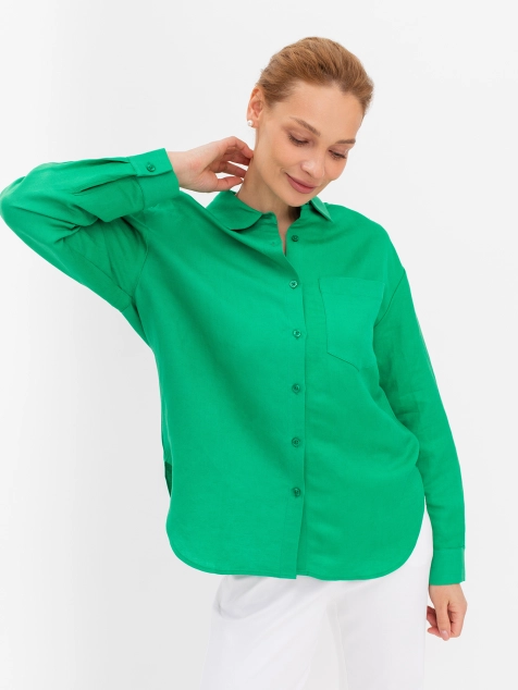 Льняная блузка свободного силуэта