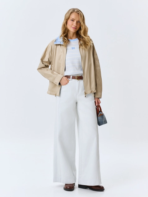 Фактурные джинсы-палаццо