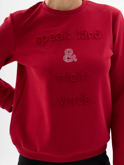 Свитшот с объемным принтом и стразами