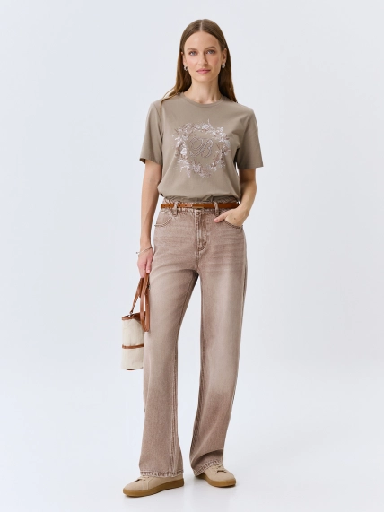 Футболка из 100% хлопка с искрящимися стразами