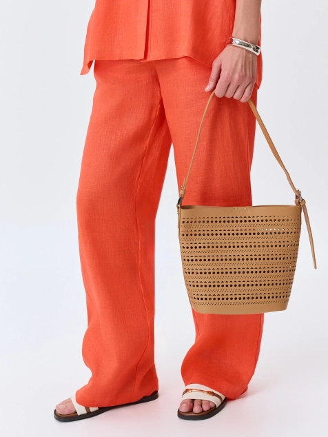 Комплект ажурная сумка из натуральной кожи и косметичка