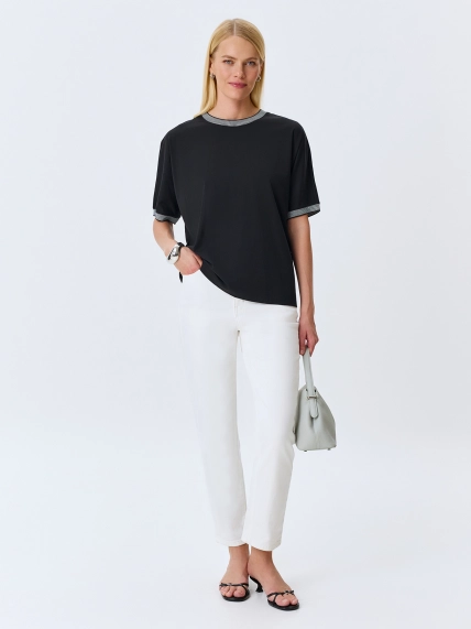 Свободная блузка с контрастным рибом