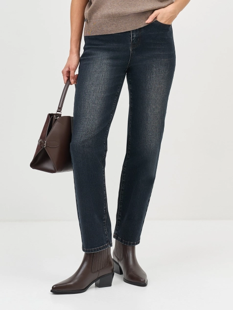 Синие джинсы с винтажной варкой