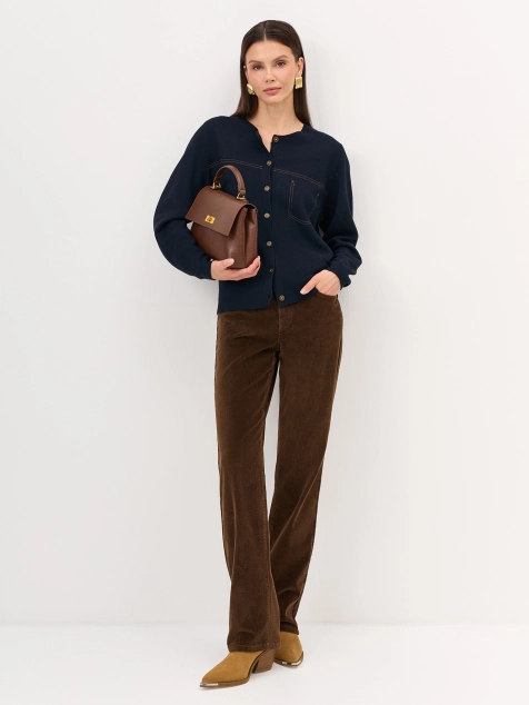 Кардиган с контрастными строчками