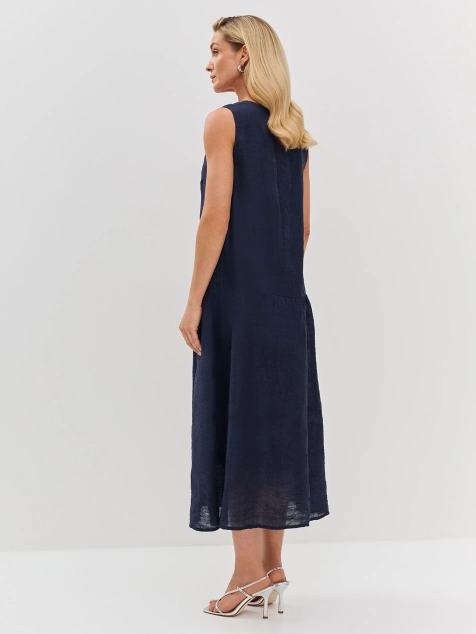 Жаккардовое платье-макси из смесового льна