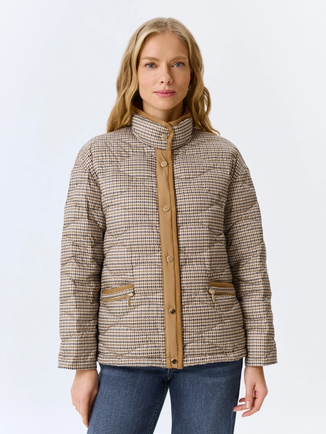 Утепленная куртка с принтом пье-де-пуль