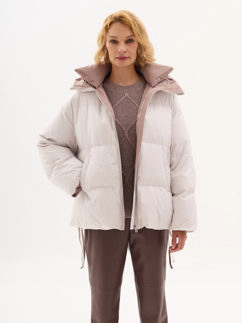Oversize куртка на натуральном утеплителе с контрастной подкладкой
