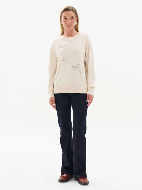 Джемпер с принтом из мерцающих страз